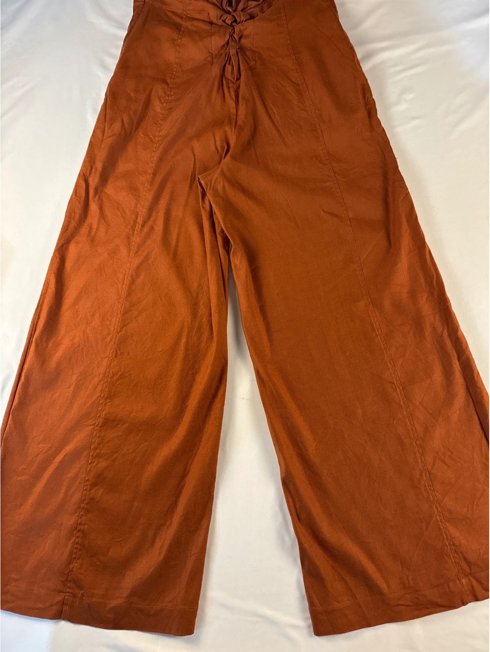 Anthropologie Rust Orange Wide-Leg Linen Blend Pants